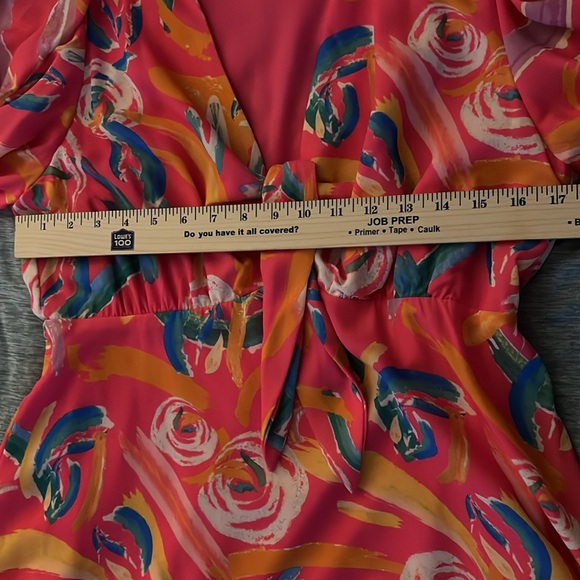 Floral V-Neck Dress in Pink and Blue Large - Picture 7 of 8